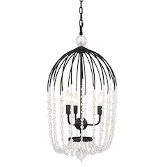 Voliere 3-Lt Crystal Tall Pendant - Matte Black