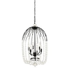 Voliere 6-Lt Crystal Pendant - Matte Black
