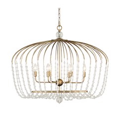 Voliere 6-Lt Crystal Oval Pendant - Havana Gold