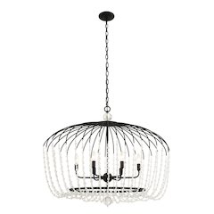 Voliere 6-Lt Crystal Oval Pendant - Matte Black