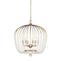 Voliere 6-Lt Crystal Tall Pendant - Havana Gold