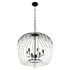 Voliere 6-Lt Crystal Tall Pendant - Matte Black