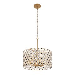 Windsor 6-Lt Crystal Pendant - French Gold/Matte Black