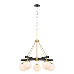 Allie 5-Lt Chandelier - Black/Satin Brass