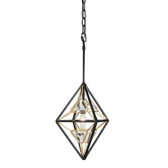 Marcia 1-Lt Mini Pendant - Matte Black/French Gold
