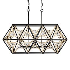 Marcia 3-Lt Linear Pendant - Matte Black/French Gold
