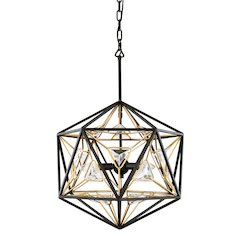 Marcia 3-Lt Orb Pendant - Matte Black/French Gold