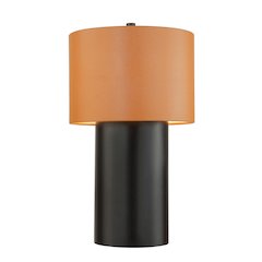 Secret Agent 1-Lt Table Lamp - Black/Camel Leather