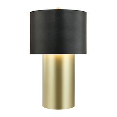 Secret Agent 1-Lt Table Lamp - Painted Gold/Black Leather