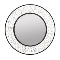 Estela 30-in Round Wall Mirror - Matte Black/French Gold