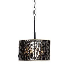 Estela 3-Lt Convertible Pendant/Semi-Flush - Matte Black/French Gold