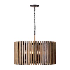 Suratto 8-Lt   Pendant - Matte Black/Medium Walnut