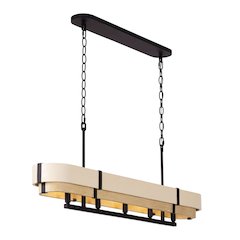 Blonde Moment 5-Lt   Linear Pendant - Matte Black/Honey/Medium Oak