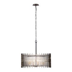 Park Row 6-Lt   Pendant - Matte Black/French Gold