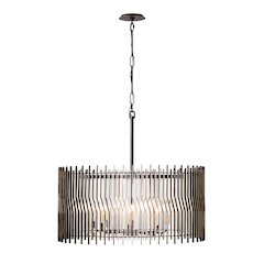 Park Row 8-Lt   Pendant - Matte Black/French Gold
