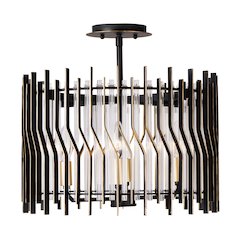 Park Row 4-Lt   Semi-Flush - Matte Black/French Gold