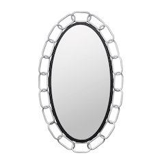 Chains of Love 24x40 Oval Wall Mirror - Matte Black/Textured Silver