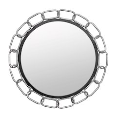 Chains of Love 30-in Round Wall Mirror - Matte Black/Textured Silver