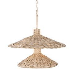 Hilton Head 9-Lt 2-Tier Pendant - French Gold/Natural Seagrass