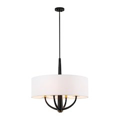 Patchwork 4-Lt Pendant - Black/Satin Brass