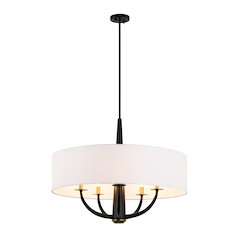 Patchwork 5-Lt Pendant - Black/Satin Brass