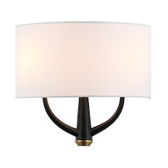 Patchwork 2-Lt Sconce - Black/Satin Brass