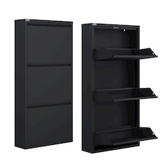 Antibacterial 3 Tier metal shoe cabinet without holes