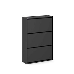 3-Tier Wooden Shoe Cabinet in Black