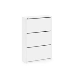 3-Tier Wooden Shoe Cabinet in White