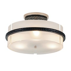 Mazant 3 Light Semi Flush in Black and Chrome