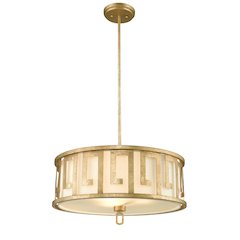 Lemuria 3 Light Duo-Mount Large Pendant - Distressed Gold, Ivory Shade