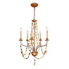 Mosaic 5 Light mini chandelier in Antique Gold