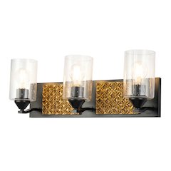 Arcadia 3 Light Bath Bar in Matte Black and Gold