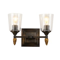 Vetiver 2-Light Dark Bronze With Gold Accents