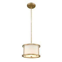 Lemuria 1 Light Duo-Mount Mini Pendant - Distressed Gold, Ivory Shade