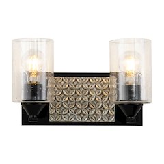 Arcadia 2 Light Bath Vanity in Matte Black and Silver