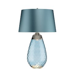 Large Lena Table Lamp in Blue with Blue Satin Shade