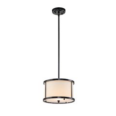 Lemuria 1 Light Duo-Mount Mini Pendant - Lacquered Black, White Shade