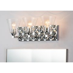 Alpha 3 Light Vanity Light With Glass in Polished Chrome