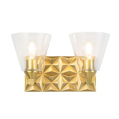 Alpha 2 Light Vanity With Glass in Aged Gold Brass