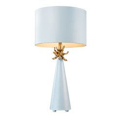 Neo Light Blue Grey Buffet Table Lamp with Distressed Gold accents