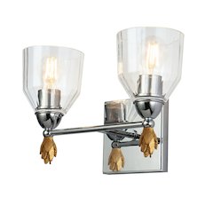 Felice 2 Light Vanity Light In Polished Chrome With Gold Accents