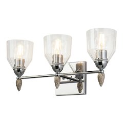 Felice 3 Light Vanity Light In Polished Chrome With Silver Accents