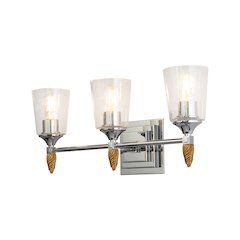 Vetiver 3 Light Vanity Light in Polished Chrome with Gold Accent