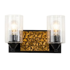 Bocage 2 Light Bath Bar In Matte Black And Gold