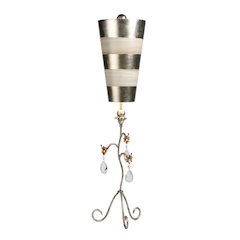 Tivoli Shabby Chic Distressed Silver Buffet Table Lamp Inverted Striped Shade