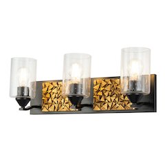Bocage 3 Light Bath Bar In Matte Black And Gold