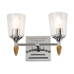 Vetiver 2 Light Vanity Light in Polished Chrome with Silver Accent