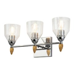Felice 3 Light Vanity Light In Polished Chrome With Gold Accents