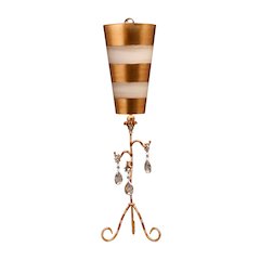 Tivoli Shabby Chic Distressed Gold Buffet Table Lamp Inverted Striped Shade